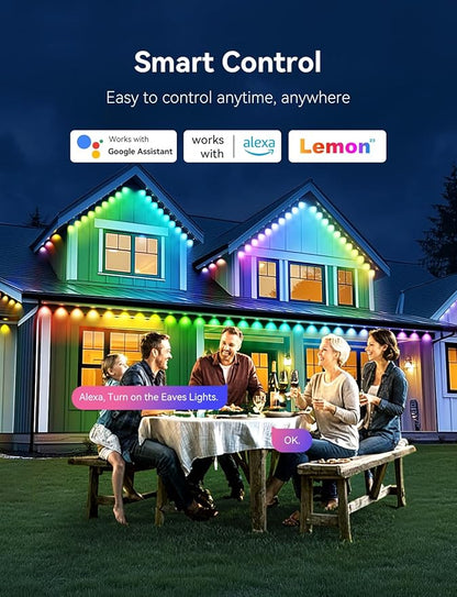 Permanent Outdoor Lights -Smart Eave Lights for House150ft with 108 LED,RGB+IC IP67 Waterproof Eternity Lighting for Daily Decor, Work with Remote, APP, Alexa, Google Assistant
