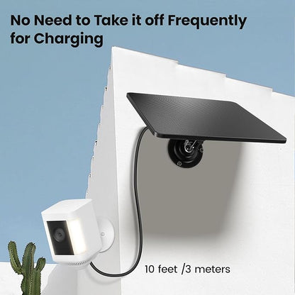 KJK 6W Solar Panel for Security Cameras – Solar Battery Charger with Micro USB & USB-C | IP66 Waterproof | 360° Adjustable Mount