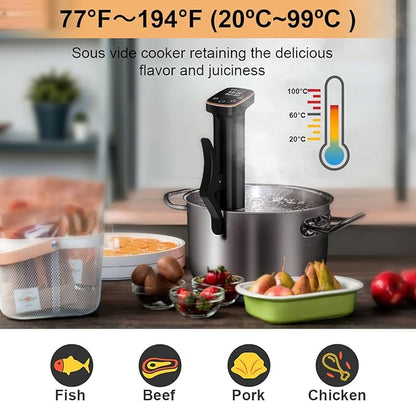 Sous Vide Machine 1100W Sous Vide Cooker, IPX7 Waterproof Immersion Circulator Precisional Cooker with Temperature Control, Digital Timer, Ultra-quiet Working & Fast Heating, Touch Control