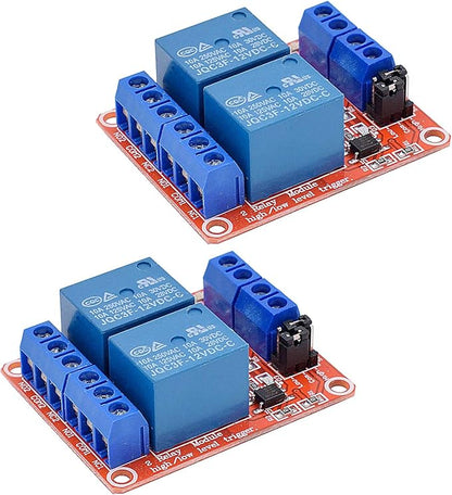 [2-Pack] DC 12V Relay Module 2-Channel Relay Switch with Optocoupler Isolation High/Low Level Trigger