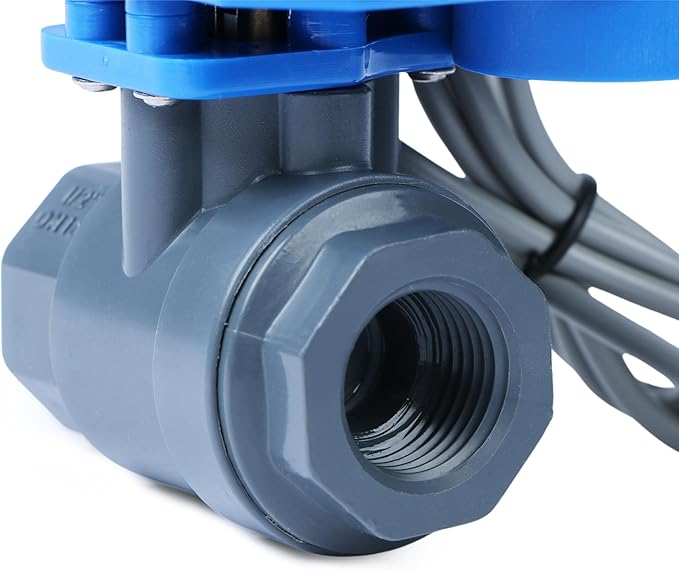 U.S. Solid 1/2” UPVC Motorized Ball Valve - Plastic Electrical Ball Valve with Full Port, 2 Wire Auto Return, 9-36V AC/DC, Normally Closed(Pack of 20)