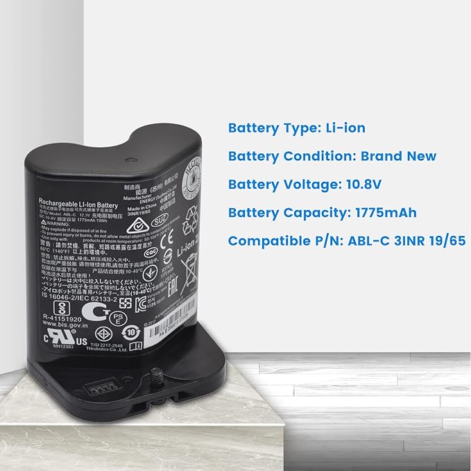 DGFTB ABL-C Vacuum Cleaner Li-Ion Battery for iRobot Braava Jet M6 6110 Series M611020 M612880 M612680 M614480 6100 Ultimate Robot Mop Part Number Series 3INR 19/65 10.8V 1775mAh/19Wh