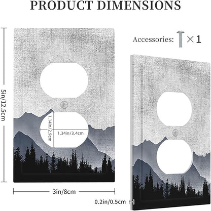 Outlet Covers Natural Landscape Mountains Pine Trees 1 Gang Duplex Wall Plate Decorative Switch Plates Electrical Receptacle Faceplate Light Switch Cover for Bedroom living Room Decor