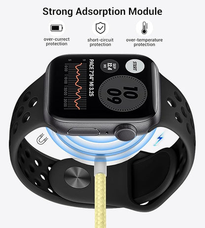 Temdan for Travel Vacation Essentials,3 in 2 USB C Cable for Apple Watch Charger/iPhone 17 Charger/Lightning,Multi Charging Cable Cord,Camping Essentials,Designed for iWatch &iPhone 16-12-4FT Yellow