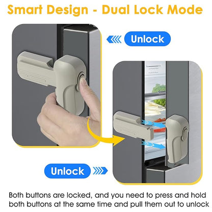 Fridge Lock for Kids - Refrigerator Lock & Freezer Lock, 2-Pack Dual Mode, Child Proof, 2 Extra Adhesive Fridge Child Lock to Keep Fridge/Freezer Door Closed - Keep Toddlers & Pets Safe(Gray)
