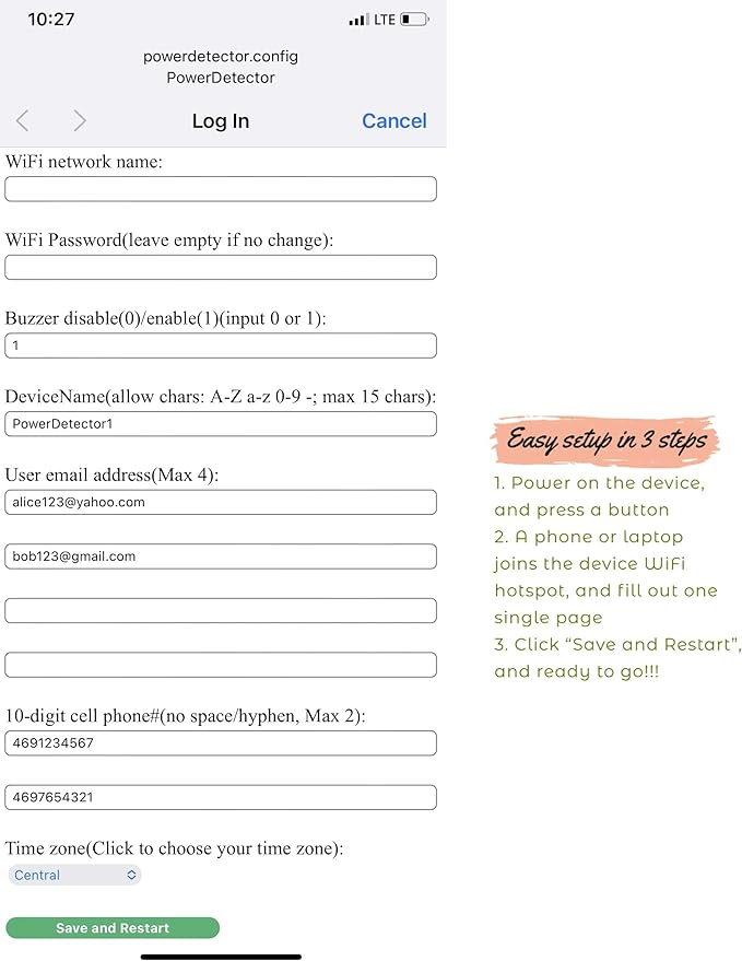 Power Failure Alarm, Power Failure Detector, with Text Message, Email, and Audio Alerts(2nd Generation)