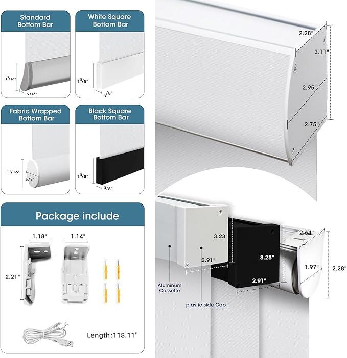 SmartWings Motorized Light Filtering Shades, 50% Blackout PVC Free Smart Blinds, Custom Size, Rechargeable Battery, Works with Matter/Apple HomeKit, Alexa, Thread/Zigbee, Remote Optional, 50% White