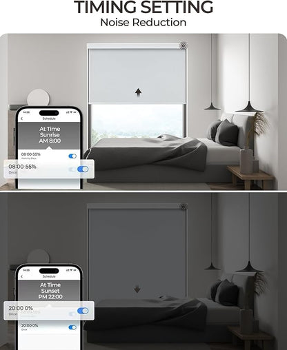 AIVIDIG Motorized Roller Automatic Shade with Remote Control, 100% Blackout Electric 21-98” Width Blinds for Windows with Alexa Google Home, Rechargeable Smart Customized Size（Waterproof-Light Grey）