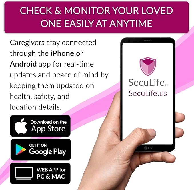 Seculife Seculife SOS Wristband – Elderly Life Saving Fall Alert System, Emergency Call Button, Assistive Speakerphone, GPS Tracking, Seniors Dementia, Alzheimer’s, 24/7 Medical Monitoring