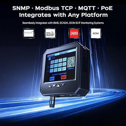 APEM-5930 Ethernet Temperature Humidity Sensor, PoE Server Room Monitor with Web Interface, SNMP Modbus MQTT Support, Dual Power, IP55, Data Logging, Alarm & Relay Output for IT & Industrial Use