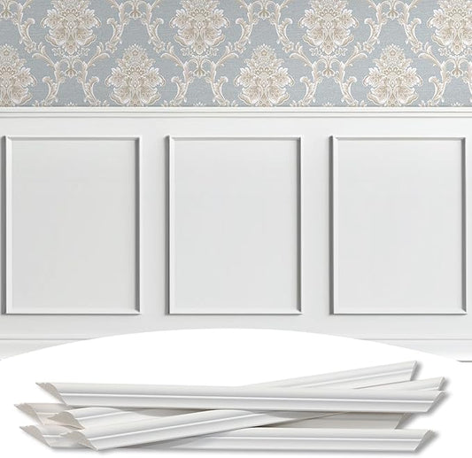 3-Frame 16" x 24" Premade Accent Wall Molding Kit, Ready-to-Assemble Wainscoting Panels, Pre-Cut Chair Rail Moulding Trim Picture Frame for Home Décor