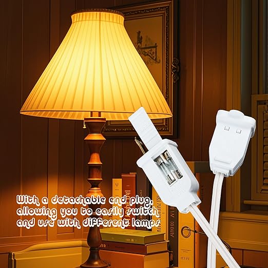 Dimmer Light Switch, 6FT Rotary Control for 120V 100W - Table Lamp Outdoor String Lights Dimmable Lights Dimming Thermostat Reptile - White Pack of 1