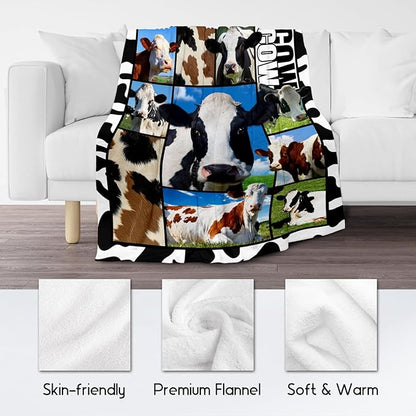 Cow Blankets and Throws, Cow Gifts for Women Girls, Soft Fluffy Fuzzy Farmhouse Blanket Country Home Decor, 30"x40" Animal Pattern Throw for Couch Sofa