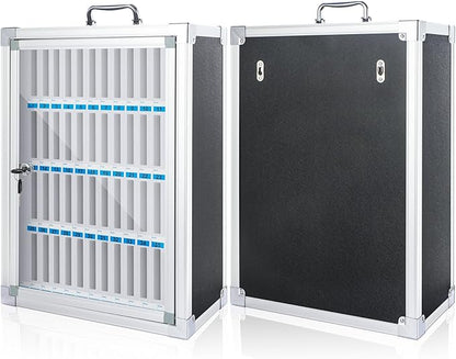 Amylove 48 Slots Cell Phone Locker Cabinet Aluminum Alloy Pocket Chart Storage Locker Box Cabinet Wall-Mounted Cell Phones Storage Box with Handle for Office Classroom Gym(Black)