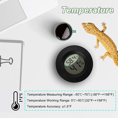 Reptile Thermometer and Humidity Gauge Digtal Terrarium Thermometer Circular Bearded Dragon Cage Accessories Reptile Temp and Humidity Gauge for Leopard Gecko Hermit Crab Gecko Lizard Etc 4pc