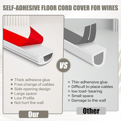 Silicone Wall Wire Hider, Side Open Wire Covers for Cords on Wall, 3.3FT Self-Adhesive Flexible Cord Hider for Mounted TV, Home Office, Cavity 0.63" W x 0.31" H