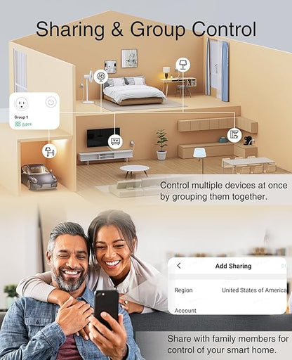 GHome Smart 5G 15A WiFi Smart Plug Compatible with Alexa and Google Home, Outlet Timer Smart Home WiFi Outlet Timer with Remote Control, 5GHz and 2.4GHz Wi-Fi Sockets, ETL FCC Listed, White, 2 Pack