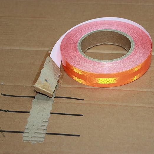 Non Fading Orange Reflective Tape Outdoor Waterproof 1 inch Wide, High Visibility Industrial Marking Tape, Safety Adhesive Stickers (168 feet)