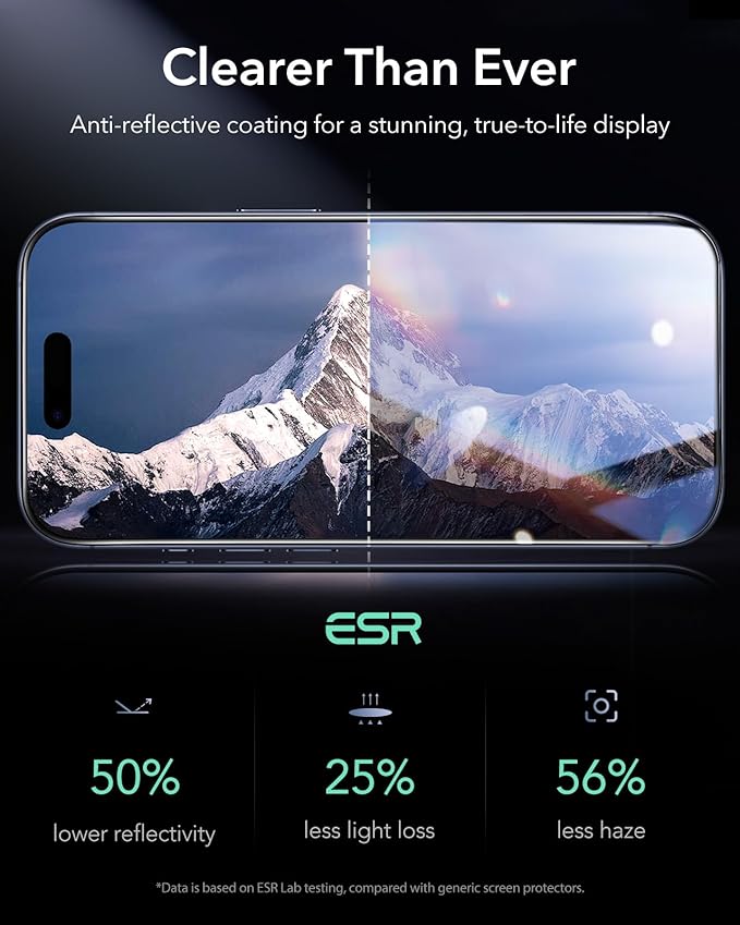 ESR 3 Pack 9H+ Glass for iPhone 17 Pro Screen Protector, [Military-Grade Shatterproof], with AR Anti-Reflective Technology, Armorite Ultra-Tough Tempered Glass with Ultra Fit Tray