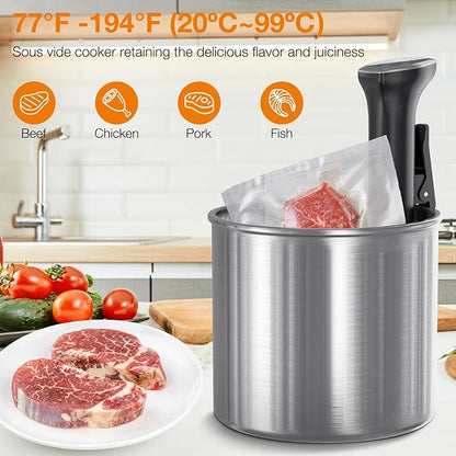 Sous Vide Machine 1100W Upgraded WIFI Sous Vide Cooker Ultra-quiet Working Cooker Immersion Circulator with Recipes(App Included), Accurate Temperature, Digital Timer, IPX7 Waterproof