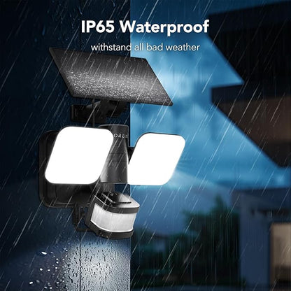 OREiN Wired and Solar Hybrid LED Smart Motion Sensor Light Outdoor Flood Lights with RGB Uplight Bluetooth APP Solar Motion Lights Outdoor Waterproof IP65 for Yard Garage Gate