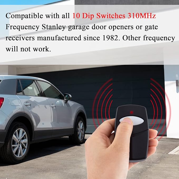 1 Pack for Stanley Remote Control - 10 Dip Switch 310Mhz 1050|1082|105015|109410 Compatible with Digi-Code 5012|5062|5032|5042|5072, Heddolf S219|S220 Garage Door Opener Transmitter