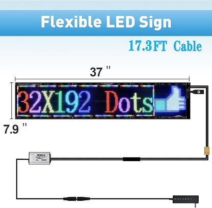 Double Row Scrolling LED Sign,Programmable Flexible LED Matrix Panel,Bluetooth APP Control,DIY Text, Patterns, Animations