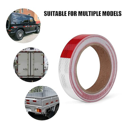 LLPT Reflective Tape 2” x 33 Ft DOT-C2 High Visibility Safety Tape Flexible Waterproof Intense Reflector for Trailer Truck Car RV Boat Camper Color Red White (RT203RW)
