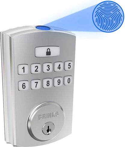 BRINKS Security Door Locks, High-Security Keyless Entry, Smart Electronic Door Lock with Deadbolt, Up to 50 Codes, Automatic Locking (Deadbolt, Satin Nickel)