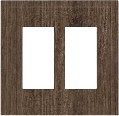 Decorative Outlet Covers Rustic Walnut Wood Grain 2 Gang Double Rocker Light Switch Cover Plate Electrical Switch Plate Cover Decorate GFCI Wall Plate for Farmhouse Cabin Decor