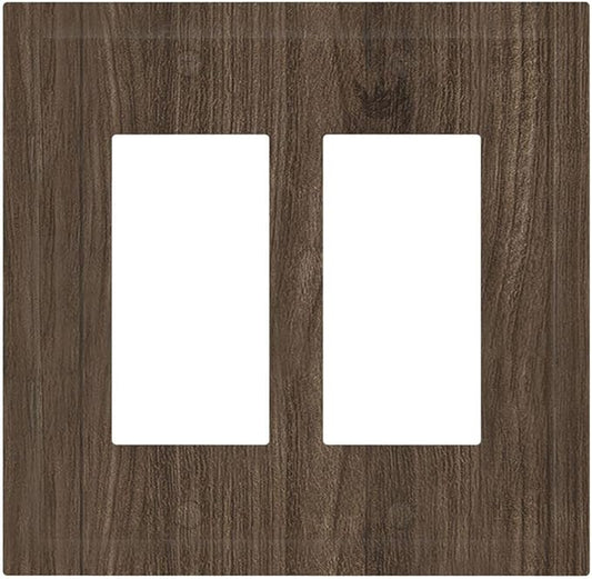 Decorative Outlet Covers Rustic Walnut Wood Grain 2 Gang Double Rocker Light Switch Cover Plate Electrical Switch Plate Cover Decorate GFCI Wall Plate for Farmhouse Cabin Decor
