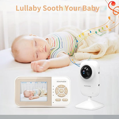 ebemate Video Baby Monitor Camera with 2 Camera,2.8" LCD Screen Video & Audio No Glow Night Vision,2-Way Talk Audio Cam Baby Monitoring 1200FT Range EBE28-2