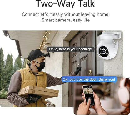 Noorio 2K Security Camera Outdoor 360° Pan/Tilt, Two Way Talk Wired Outdoor Camera for Home Surveillance, 24/7 Recording, Color Night Vision, Cloud & SD Card Storage, Compatible with Alexa, 2.4G WiFi