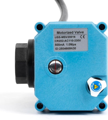 U.S. Solid 1/2” PPE Motorized Ball Valve with US Plug - Plastic Electrical Ball Valve, 2 Wire Auto Return, AC 110~230V, Normally Closed