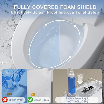 Luxury Smart Toilet with Foam Shield Auto-Open/Close Lid,One Piece Bidet Toilet Heated Seat for Bathrooms, Multiple Cleaning Modes,Aromatic Spray,Air Purification,Smart Foot Sensor