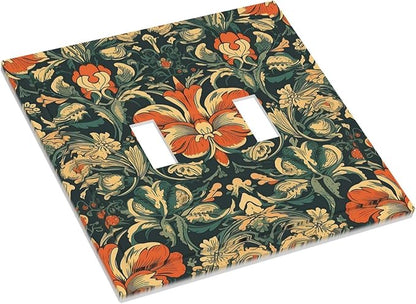Decorative Switch Plates William Morris Abstract Floral Plant Pattern Orangeyellowgreen 2 Gang Double Toggle Outlet Light Switch Cover Wall Plate Electrical Faceplate for Bedroom living Room