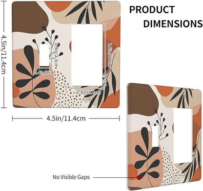 Outlet Covers Boho Botanical Orange Green Beige Minimalist 1 Toggle 1 Rocker Combination Decorative Wall Plate Electrical Switch Plates Light Switch Cover Plate for Bedroom living Room Decor