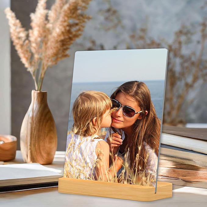 XIAODAXIA Custom Metal Photo Frame Gifts Personalized Photo Prints for Famlily and Friends -Gift Wrapping Available-Horizontal and Text-Sameday Pickup
