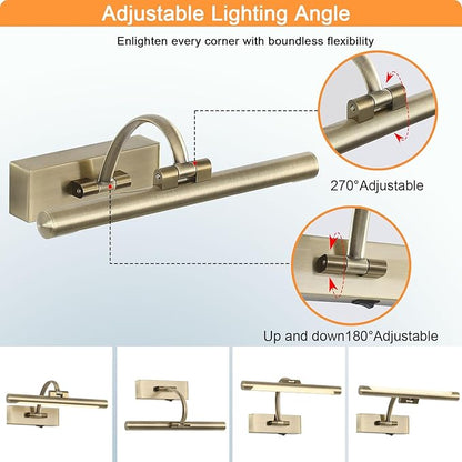 Wireless Picture Lights for Wall,12 Inch Battery Operated Picture Light,3CCT Dimmable Lights for Pictures on Wall with Timer and Remote for Display Photo Frame (Antique Bronze, 12inch)