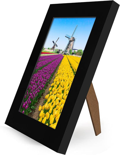 Americanflat 4x6 Picture Frame with Shatter-Resistant Glass - Signature Collection - Gallery-Style Frames Made of Engineered Wood - Photo Frame for Tabletop and Wall Display - Black