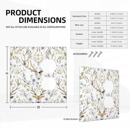 Wallplates Gothic Retro Floral Damask Elk Wild Flower 1 Toggle 1 Duplex Switch Plate Electrical Gfci Faceplate Decorative Light Switch Covers For Bed Room Living Room Decor