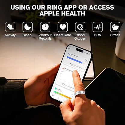 KppeX-X1 Smart Health Ring Kit-Nighttime Sleep Monitoring-Heart Rate-IP68 Waterproof Exercise Recording Fitness Tracker-No Subscription Fee Mixer#Steel Color
