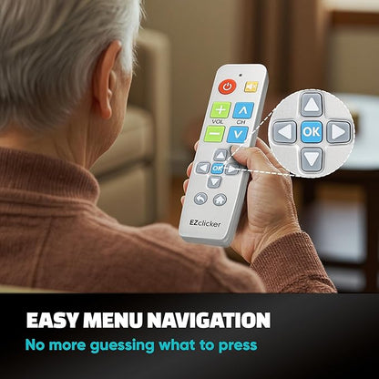 Big Button Universal TV Remote (Silver) Simple Easy to Use, Great for Seniors, Works with Major TV Brands (2xAAA Batteries Not Included)