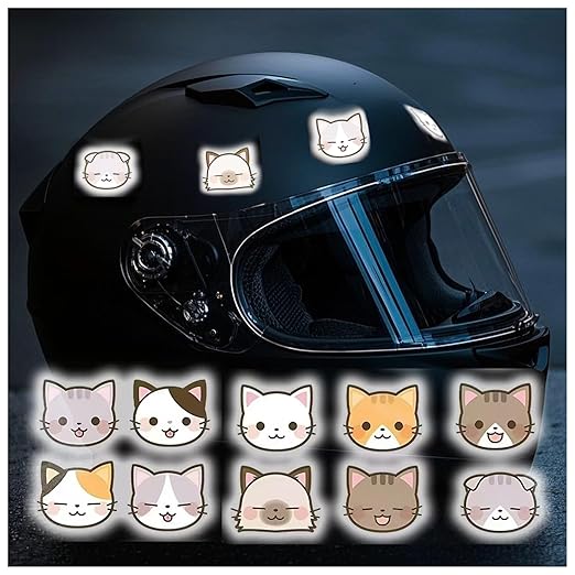 Reflective Stickers 20 Pcs, Outdoor Waterproof High Visibility Warning Safety Adhesive Reflector (1.5" X 1.8", Cat face)