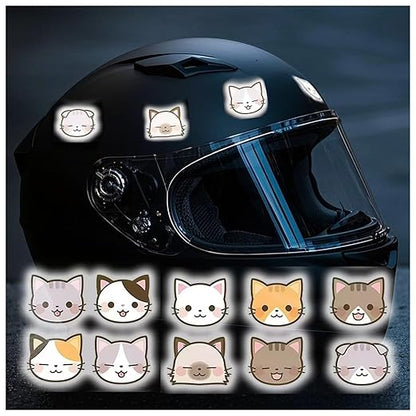 Reflective Stickers 20 Pcs, Outdoor Waterproof High Visibility Warning Safety Adhesive Reflector (1.5" X 1.8", Cat face)
