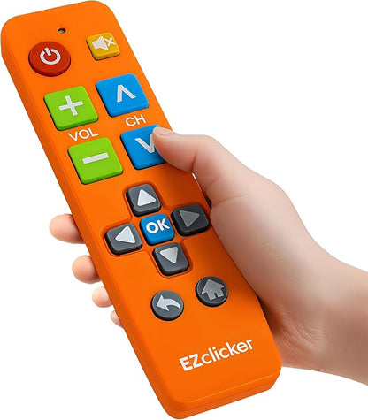 Big Button Universal TV Remote (Orange) Simple Easy to Use, Great for Seniors, Works with Major TV Brands (2xAAA Batteries Not Included)