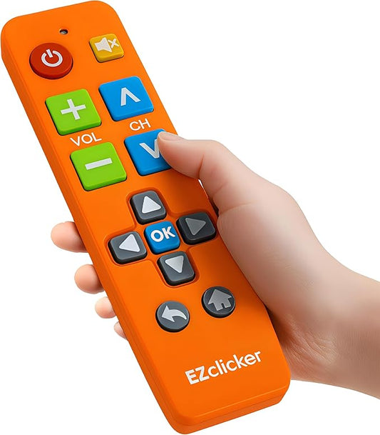 Big Button Universal TV Remote (Orange) Simple Easy to Use, Great for Seniors, Works with Major TV Brands (2xAAA Batteries Not Included)