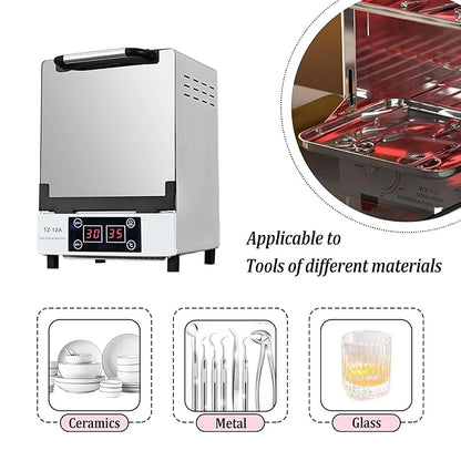 Nail Tool cleaning cabinet, Large capacity Stainless Steel cleaning, with Drying Function, Temperature and Timer Control, up to 60 Minutes, 110V Power Supply