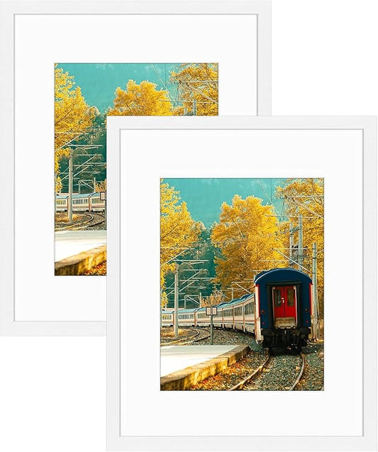 Golden State Art, 16X20 Picture Frame with Mat for 11X14 - High Definition Glass Wall Mounting Horizontal Vertical Display (White, 2 Pack)