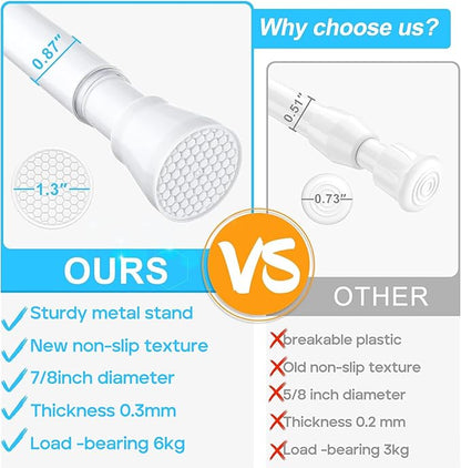 2 Pack White Tension Rod 16 To 26 Inch Spring Tension Rod Adjustable Spring Curtain Rods No Drilling Short Curtain Rod Extendable Small Spring Tension Rod for Closet Cupboard Bars Refrigerator